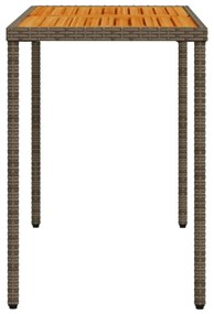 szürke polyrattan akácfa lapos kerti asztal 115x54x74 cm