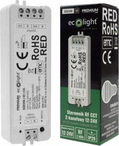 Led szalag vezérlő állítható fehér Cct 10A 2 csatornás 12-24V rádiós