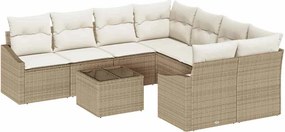 vidaXL Kanapé Szett párnával párnával 9 pcs Beige és krém polirattan