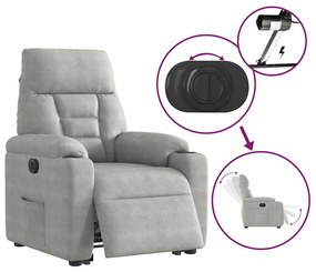 világosszürke mikroszálas szövet elektromos álló dönthető fotel