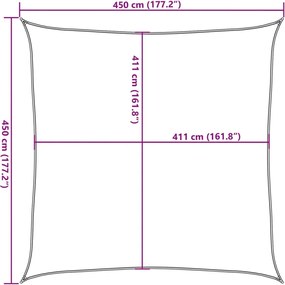 Szürke 100% poliészter oxford szövet napvitorla 4,5x4,5 m