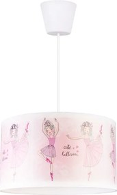Brilagi - Kábellel függesztett LED gyermekcsillár BOBO, 1xE27/60W/230V, Ø 35 cm, rózsaszín / balerinák