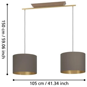 Eglo 390336 - Csillár zsinóron SANTANDRIA 2xE27/40W/230V barna/arany