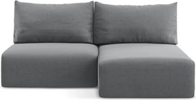 Szürke bársony kinyitható-tárolóhelyes sarokkanapé (jobb oldali-heverő résszel) Kalena – Makamii