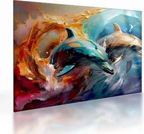 Üveg kép - Delfin festmény (70x50 cm)