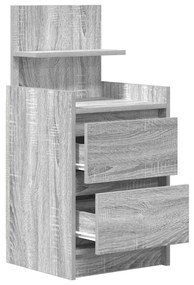 szürke sonoma színű éjjeliszekrény 2 fiókkal 38x34x80 cm