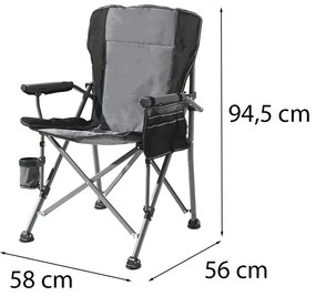 Leziter Comfort Plus karfás horgász szék pohártartóval szürke