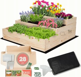 Magasított ágyás zöldséges fa emeletes virágtartó 36x90x90 öko