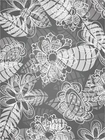 Flizelin fotótapéta Kontúr virágok szürke és minimalizmus 184x254 +ragasztó
