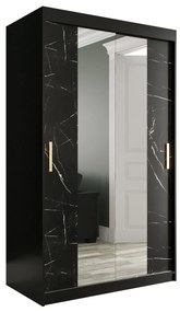 Ruhásszekrény 120 cm Marbelo T1 (matt fekete + fekete márvány). 1064561