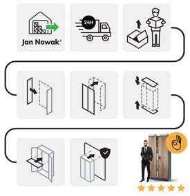 Fém iratszekrény JAN H, 900 x 1950 x 400 mm, Eco Design: antracit/ dió