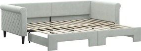 vidaXL világosszürke kihúzható szövet heverő 90 x 200 cm