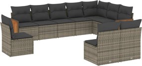 vidaXL 10 részes szürke polyrattan kerti ülőgarnitúra párnákkal