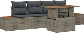 vidaXL Kerti Kanapé Szett tárolóval 5 pcs Szürke Poli rattan