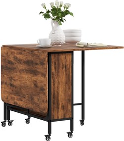 HOMCOM Összecsukható Étkezőasztal Mobil Összecsukható Tálalóasztal Nyitott Polccal Konyhai Asztal Kicsi Terekhez, Konyha, Étkező 130 x 80 x 74 cm Rusz