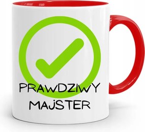 Piros Építőipari Bögre Barkácsoló Szakember Ajándék fényképes nyomtatással