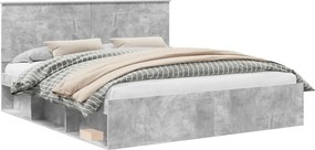 vidaXL Ágykeret fejtámlával Beton 180 x 200 cm Tömör fenyőfa