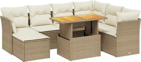 vidaXL 8 részes bézs polyrattan kerti ülőgarnitúra párnával