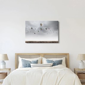 Kép - léggömbök egy téglafal felett (90x60 cm)
