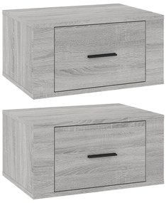 2 db szürke sonoma falra szerelhető éjjeliszekrény 50x36x25 cm