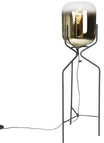 Design állólámpa fekete, arany üveggel - Bliss