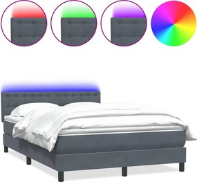vidaXL sötétszürke bársony rugós és LED-es ágy matraccal 140x220 cm