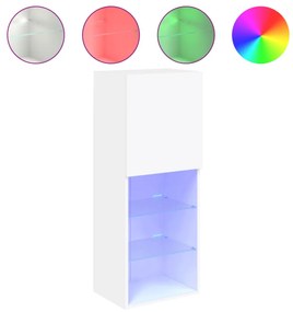 fehér TV-szekrény LED lámpákkal 40,5 x 30 x 102 cm