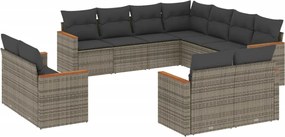 vidaXL 11 részes szürke polyrattan kerti ülőgarnitúra párnákkal