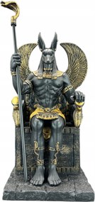 Egyiptomi Isten Anubis Szobor figura Trónon fekete Veronese WU76733AB