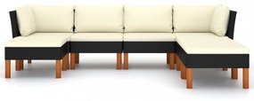 7 részes fekete polyrattan kerti ülőgarnitúra párnákkal