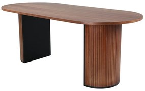 Asztal Dallas 1712Dió, Fekete, 75x90x200cm, Közepes sűrűségű farostlemez, Természetes fa furnér, Természetes fa furnér, Közepes sűrűségű farostlemez