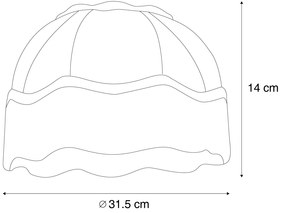 Szövet lámpaernyő levélmintával, fehér belsővel 31,5/15/14 - Heritage