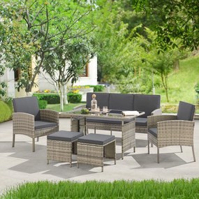 Juskys Turin rattan kerti bútor szett - szürke