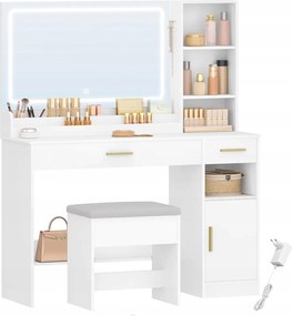 Fésülködőasztal tükörrel, székkel nagy Led tükör állítható fényerő a sminkeléshez