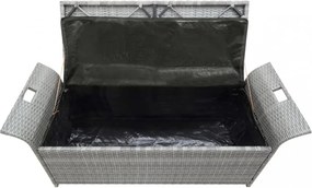 szürke polyrattan tárolópad párnával 138 cm