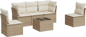 vidaXL 6 részes bézs polyrattan kerti ülőgarnitúra párnával