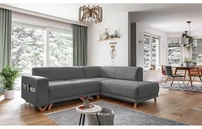 Szürke kinyitható-tárolóhelyes sarokkanapé (jobb oldali-L alakú) Classy Sophie – Miuform