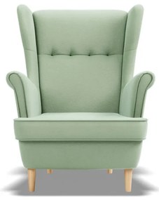 Uszak fotel, bársony, zöld