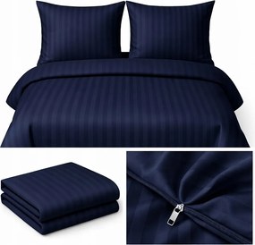 Ágyneműhuzat 200x220 Szállodai 100% Vastag Pamut Szatén Ágyneműhuzat Sötétkék