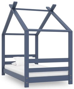szürke tömör fenyőfa gyerekágy-keret 70 x 140 cm