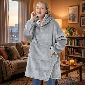 VERK Ujjakkal és kapucnival ellátott takaró - Huggle Hoodie - szürke