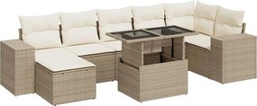 vidaXL 8 részes bézs polyrattan kerti ülőgarnitúra párnával