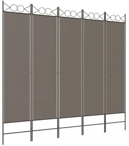 5 paneles antracitszürke szövet térelválasztó 200x200 cm
