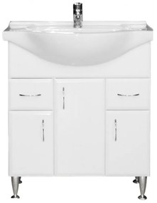 VERTEX Bianca Plus 75 alsó szekrény mosdóval, magasfényű fehér színben (Szekrény)