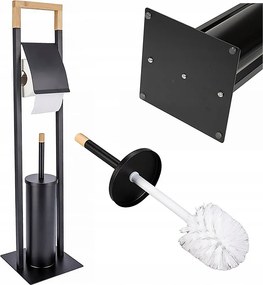 Wc-papír Tartó Állvány Fekete Akasztó Wc Kefe 2in1 Loft