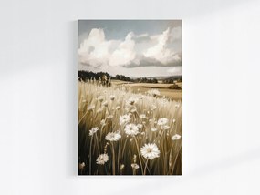 Poszter Vintage Falu Mező Rét Virágok Margaréták Nyár 40x60