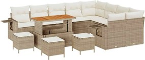 vidaXL Kerti Kanapé Szett 13 pcs Bézs polirattan