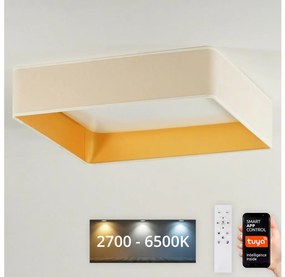 Brilagi-LED Dimmelhető VELVET SQUARE lámpatest LED/36W/230V Wi‑Fi Tuya + távvezérlő, krémszínű