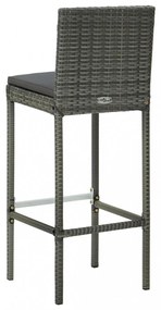 7 részes szürke polyrattan kültéri bárszett párnákkal