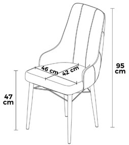 Étkezőszék szett (2 db) Neta - Szürke, Fekete